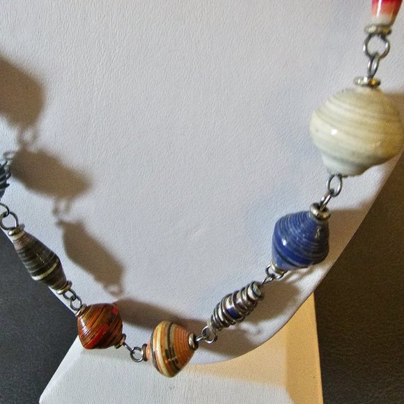 New Recycled Paper Beads Acacia Creation Artisan Necklace Earings Studio Kenya - Picture 5 of 14